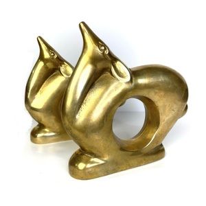 Vintage Solid Brass Deer Bookends Planters Heavy Pair Matching Set of 2 Pair